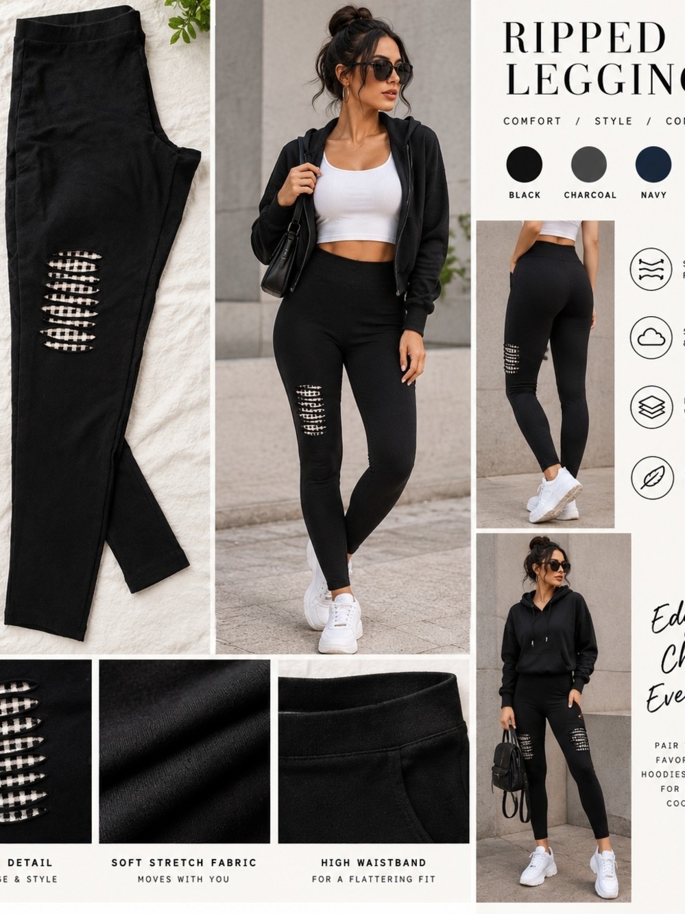 Torrid Black High-Waist Ripped Leggings Size 2